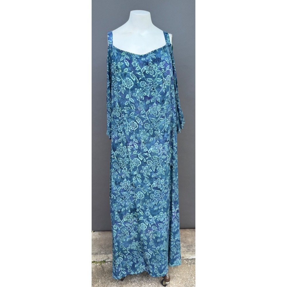 Soft Surroundings Dress Plus 1x 16/18 Maxi Pockets Cold Shoulder Resort Vacation